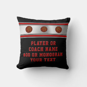Almohada de baloncesto negra y roja para personas