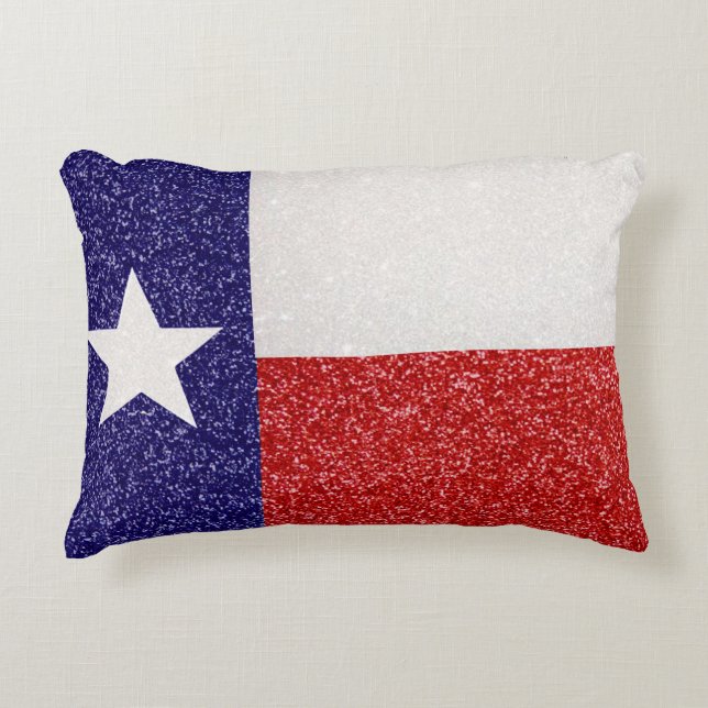almohada de bandera de Texas purpurina (Anverso)