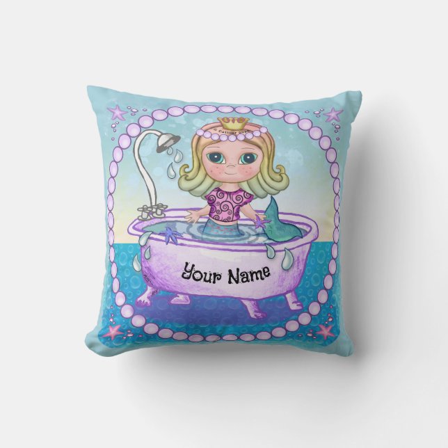 Almohada de baño de Sirena Feliz (Anverso)