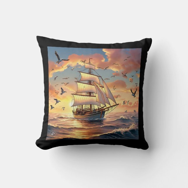 almohada de barco "Harmony at Dawn" (Anverso)