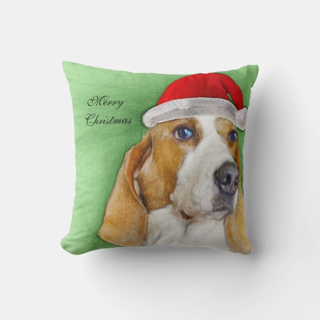 almohada de Basset Hound del navidad (Anverso)