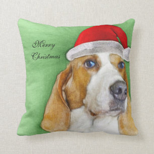 almohada de Basset Hound del navidad