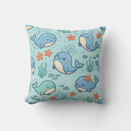 Almohada de bebé ballena – Patrón pastel océano