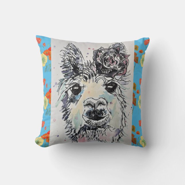 Almohada de bebé de arte de acuarela de Alpacca Ll (Anverso)
