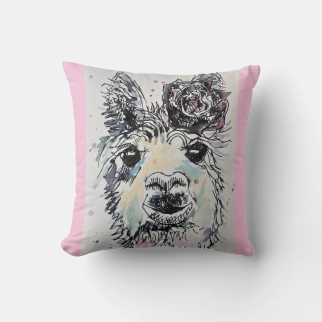 Almohada de bebé de arte de acuarela de Alpacca Ll (Anverso)