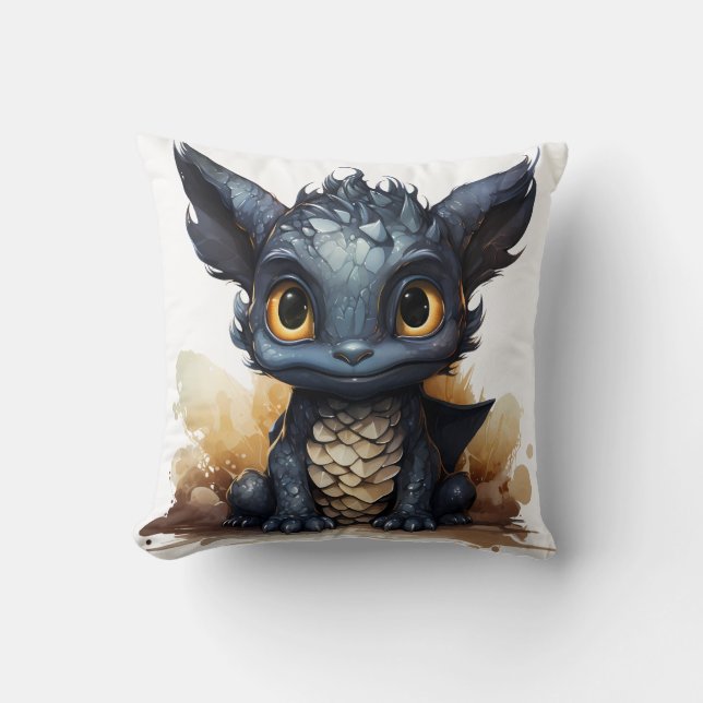 Almohada de bebé dragón lindo | Fantasía caprichos (Anverso)