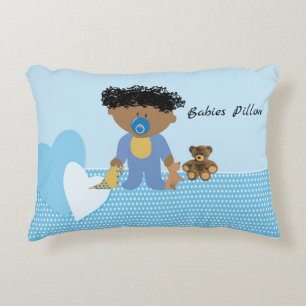 Almohada de bebés en azul para bebé negro niño
