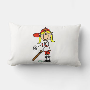 Almohada de béisbol de figura de palo de niña arri
