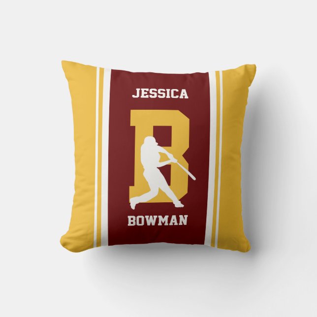 Almohada de béisbol de franja granate y dorada (Anverso)