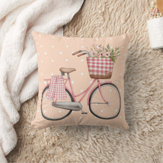 Almohada de bicicleta de lunares rosados, decoraci