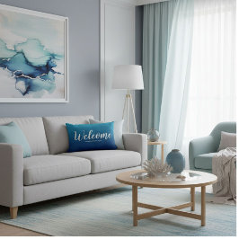 Almohada de bienvenida de verano azul marino