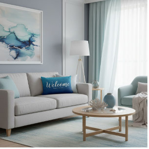 Almohada de bienvenida de verano azul marino