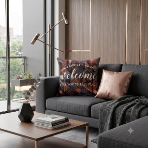 Almohada de bienvenida personalizada geométrica mo