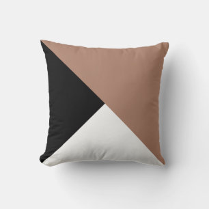 Almohada de Bloque de Color Diagonal Blanco Negro 