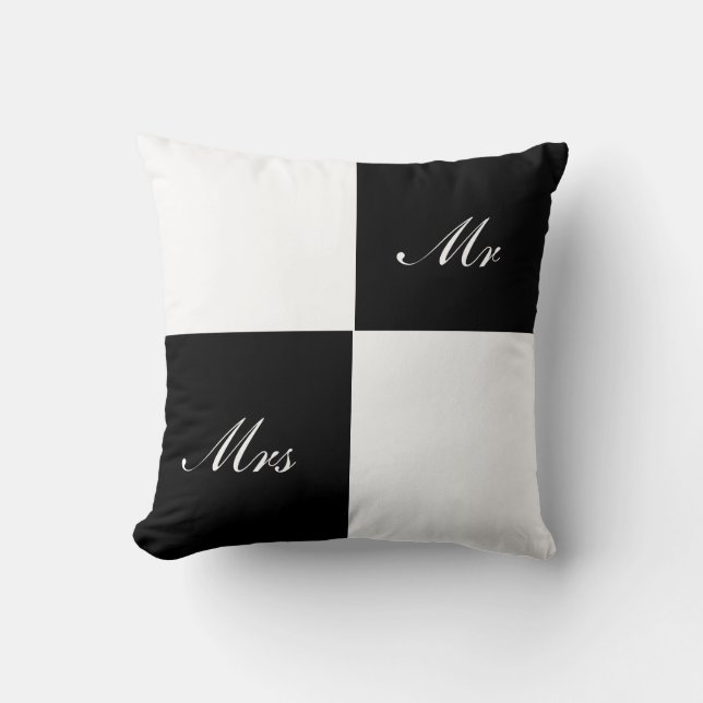 Almohada de bloques de color Sr. Mrs. (Anverso)