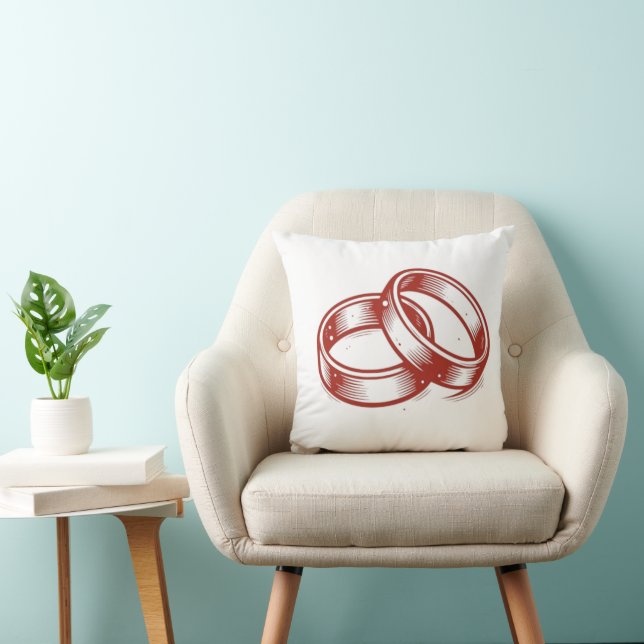 Almohada de boda de anillos entrelazados - Anuncio (Silla)