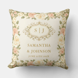 Almohada de boda elegante de marfil vintage