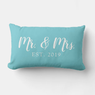 Almohada de boda establecida para Sr y Sra Script