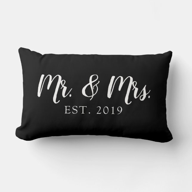 Almohada de boda establecida para Sr y Sra Script (Anverso)