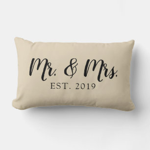 Almohada de boda establecida para Sr y Sra Script