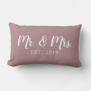 Almohada de boda establecida Sr y Sra Script