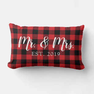 Almohada de boda establecida Sr y Sra Script