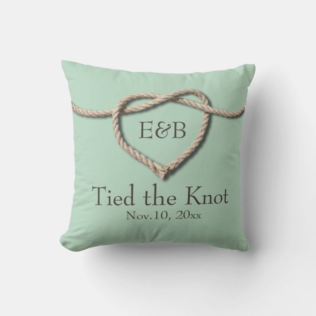 Almohada de boda Mint Tie the Knot (Anverso)