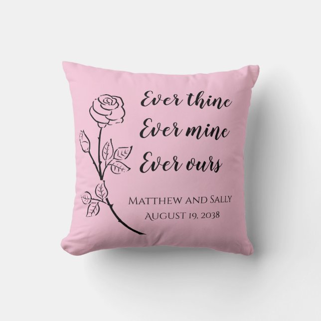 Almohada de boda Rose Ever Thine Ever Mine Ever Ou (Anverso)