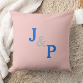 Almohada de boda Rose Quartz Monograma Pasteles Az