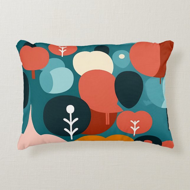 Almohada de bosque abstracto de formas retro (Anverso)