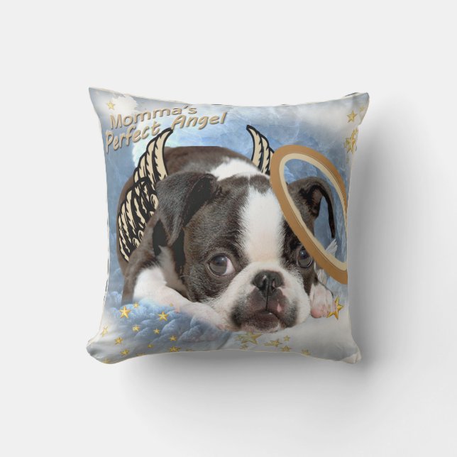 Almohada de Boston Terrier del ángel de Lil de (Anverso)