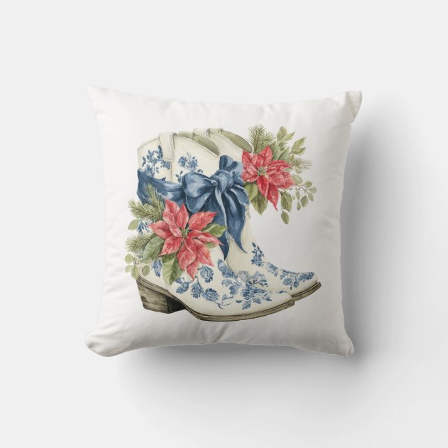 Almohada de Botas de Vaquera de Navidad en Chinois (Anverso)