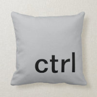 almohada de botón ctrl, gris y negro