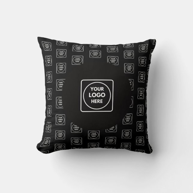 Almohada de branding negro con logo y fondo repeti (Anverso)