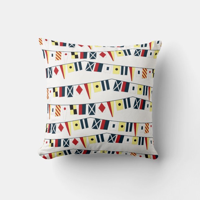 Almohada de brillante conjunto de banderas náutica (Anverso)