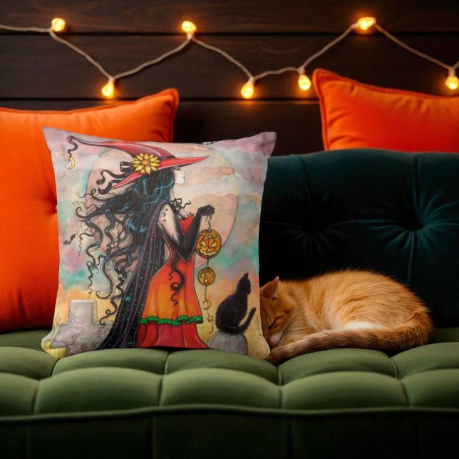 Almohada de Bruja y Gato Negro para Halloween (Subido por el creador)