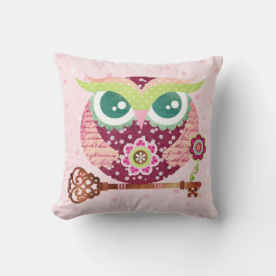 Almohada de búho de flor de primavera