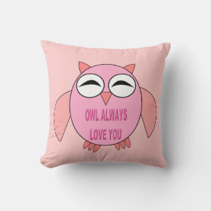 Almohada de búho de mensaje de amor lindo