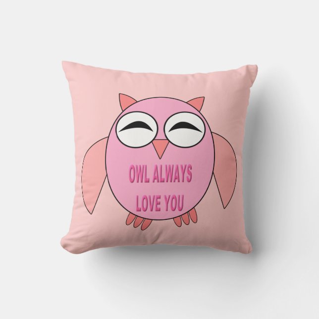 Almohada de búho de mensaje de amor lindo (Anverso)