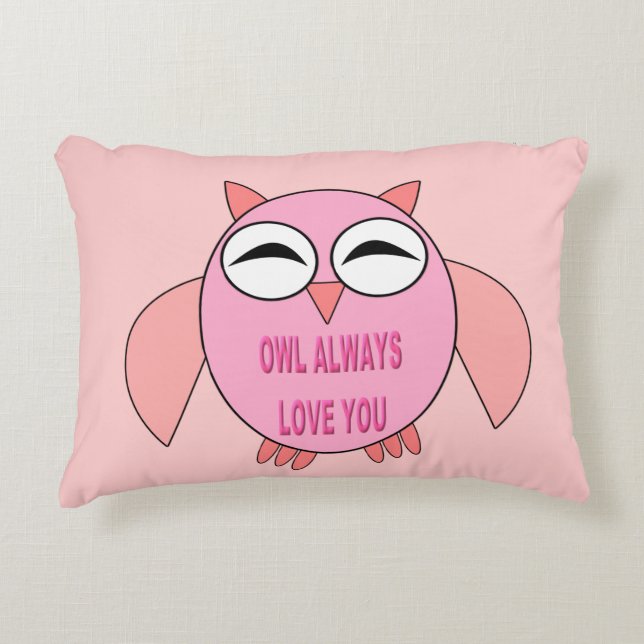 Almohada de búho de mensaje de amor lindo (Anverso)