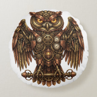 Almohada de búho mecánico steampunk con engranajes