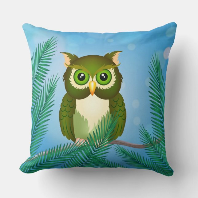Almohada de búho verde (Anverso)