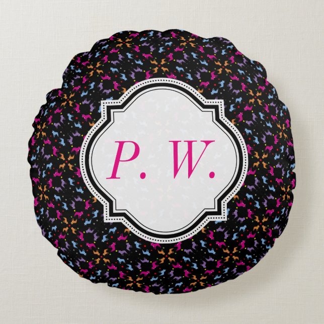 Almohada de Bulldog Francés Monogramada (Anverso)