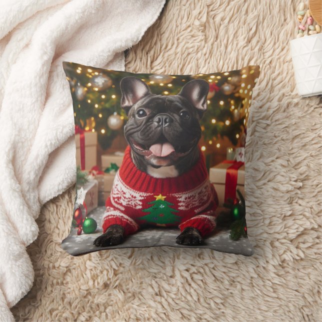 almohada de bulldog francesa para navidades (Manta)