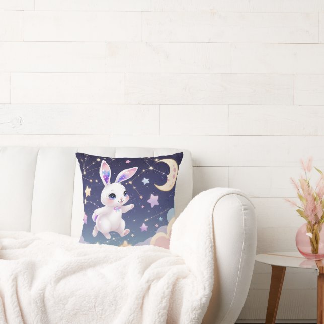 Almohada de Bunny Star – Conejo Galaxia Pastel (Sofá)