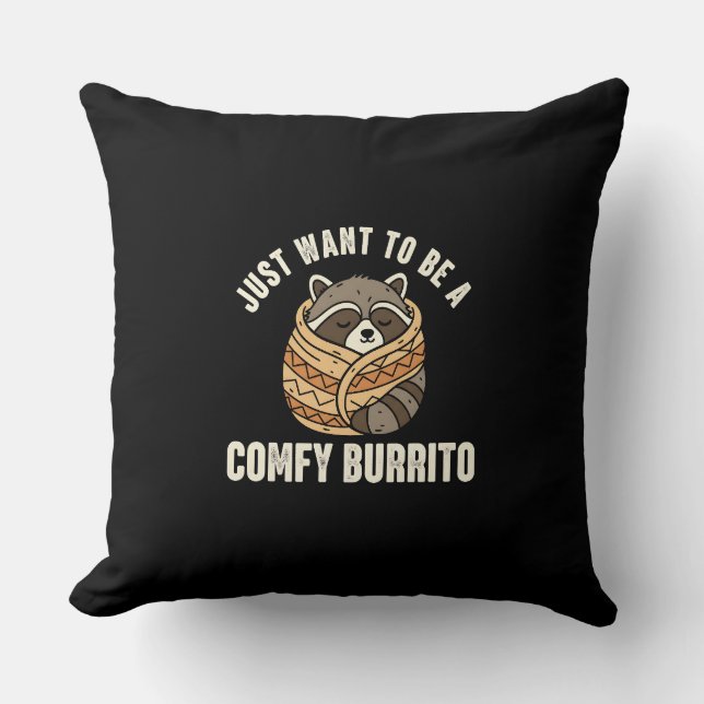 Almohada de burrito de mapache acogedor (Anverso)