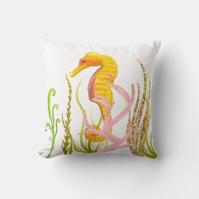 Almohada de Caballo Marino y Coral (Anverso)