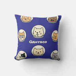 Almohada de cabeza de gato galáctico con nombre pa