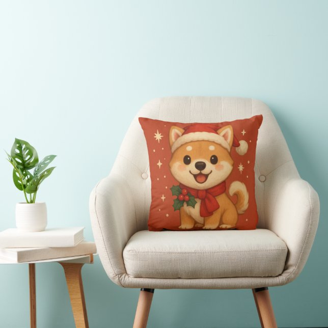 Almohada de cachorro de Navidad linda (Silla)
