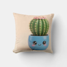 Almohada de Cactus de Barril Kawaii para Interior